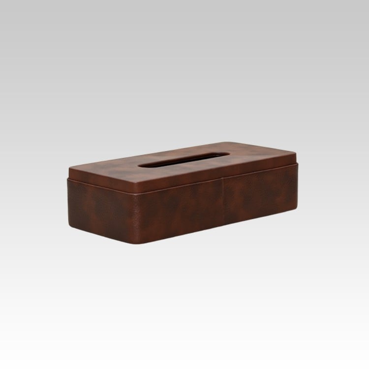 Tissue Box Holder for Home and Office in Premium Faux Leather | Size: 9.5 x 4.5 x 2.5(H) Inches | Classic | Brown