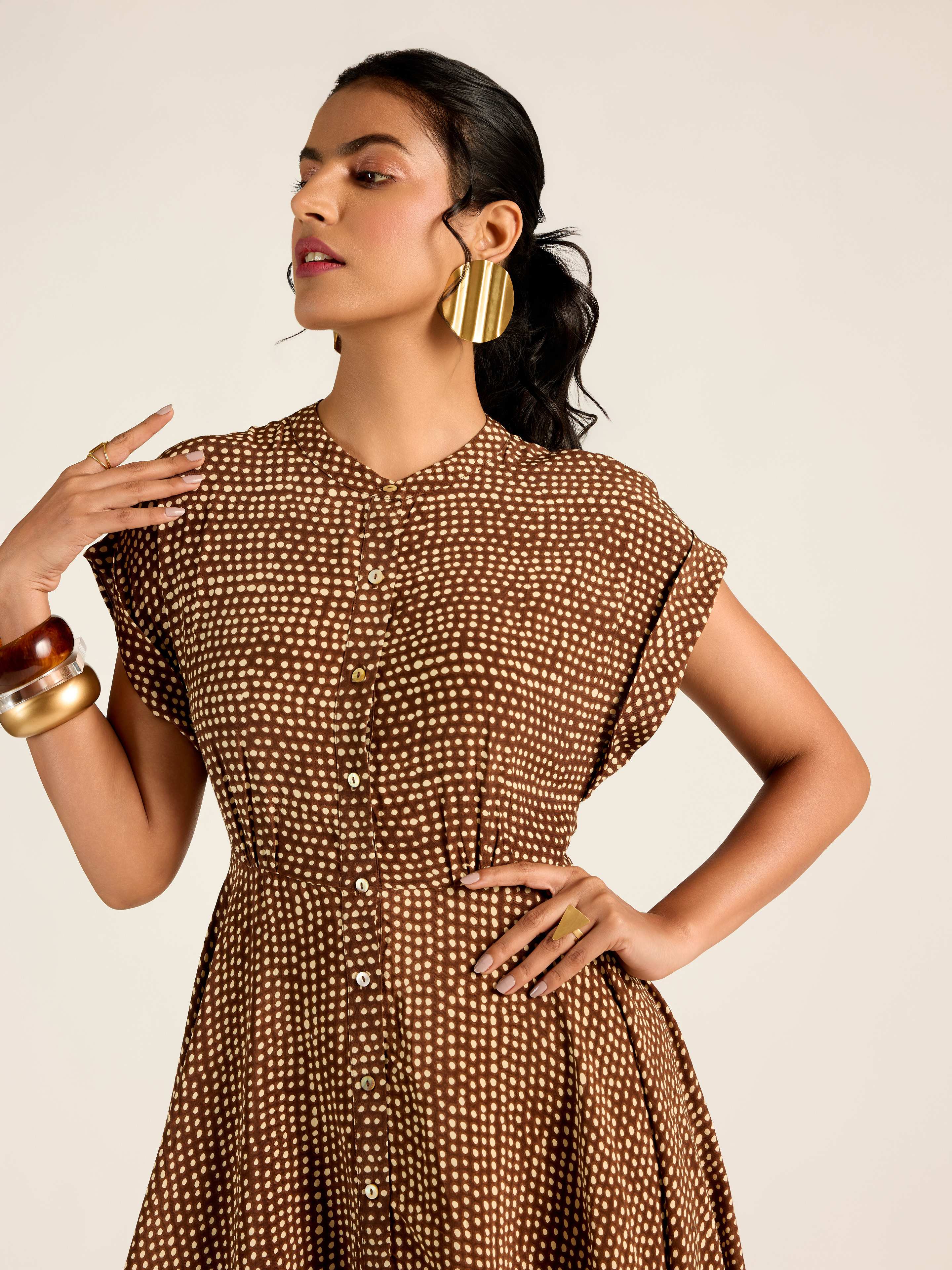 BROWN MARGO LONG DRESS