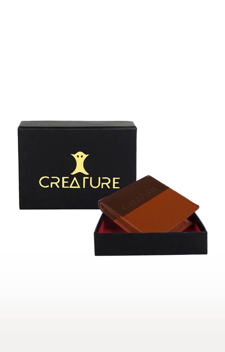 CREATURE | CREATURE Brown Bi-Fold Pu-Leather Wallet with Multiple Card Slots for Men 4