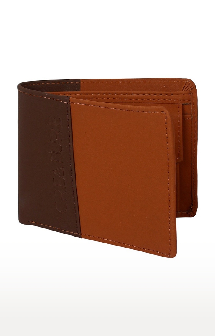 CREATURE | CREATURE Brown Bi-Fold Pu-Leather Wallet with Multiple Card Slots for Men 1