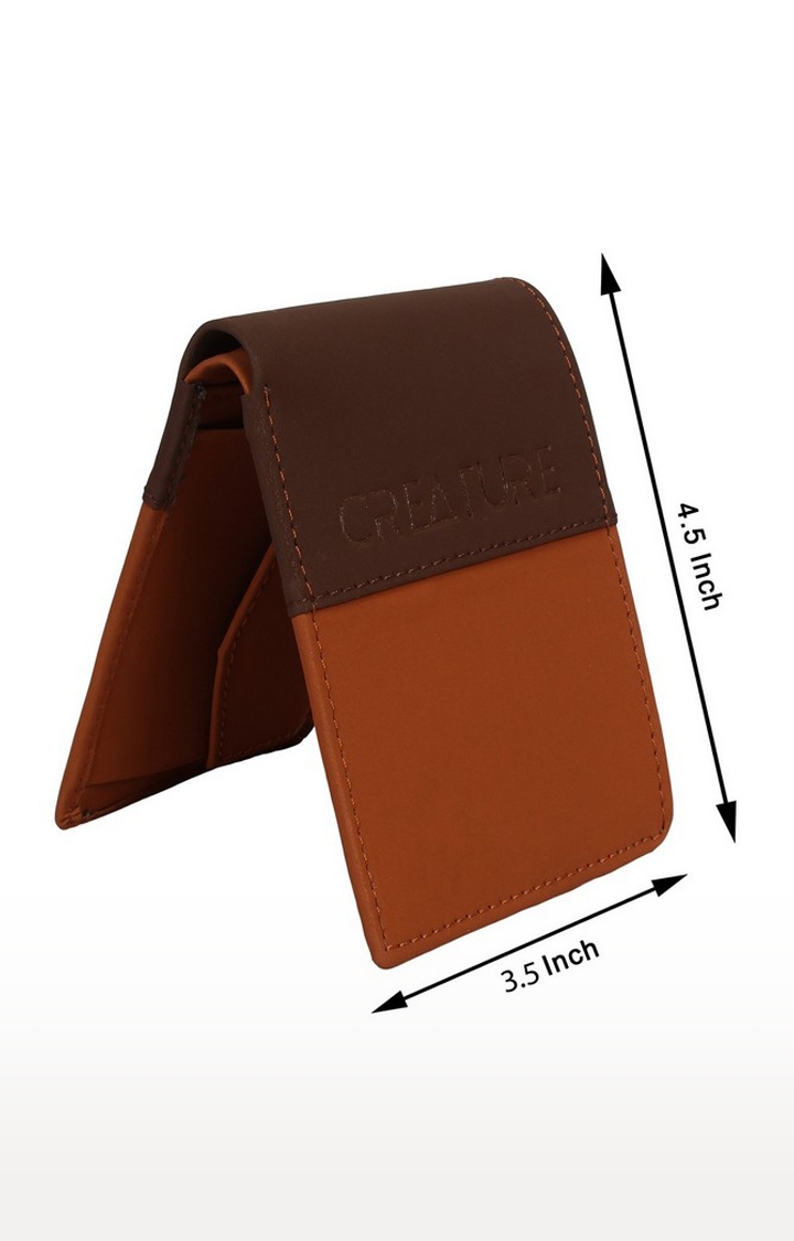 CREATURE | CREATURE Brown Bi-Fold Pu-Leather Wallet with Multiple Card Slots for Men 5