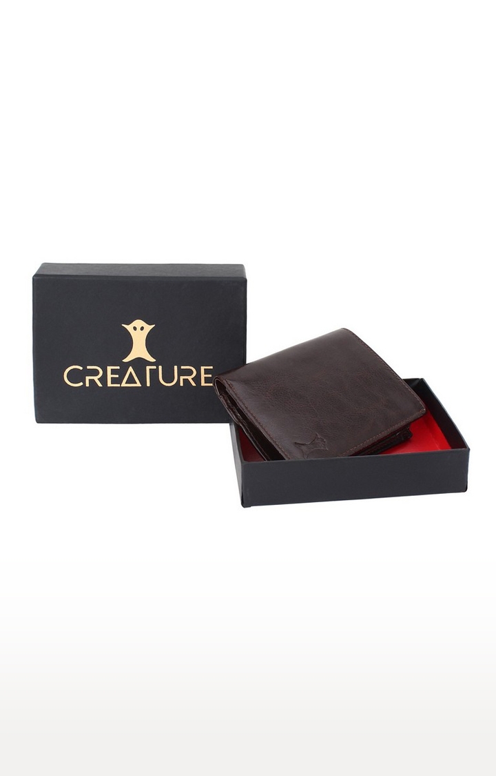 CREATURE | CREATURE Bi-Fold Brown Color Faux-Leather Wallet with Multiple Card Slots for Men 4