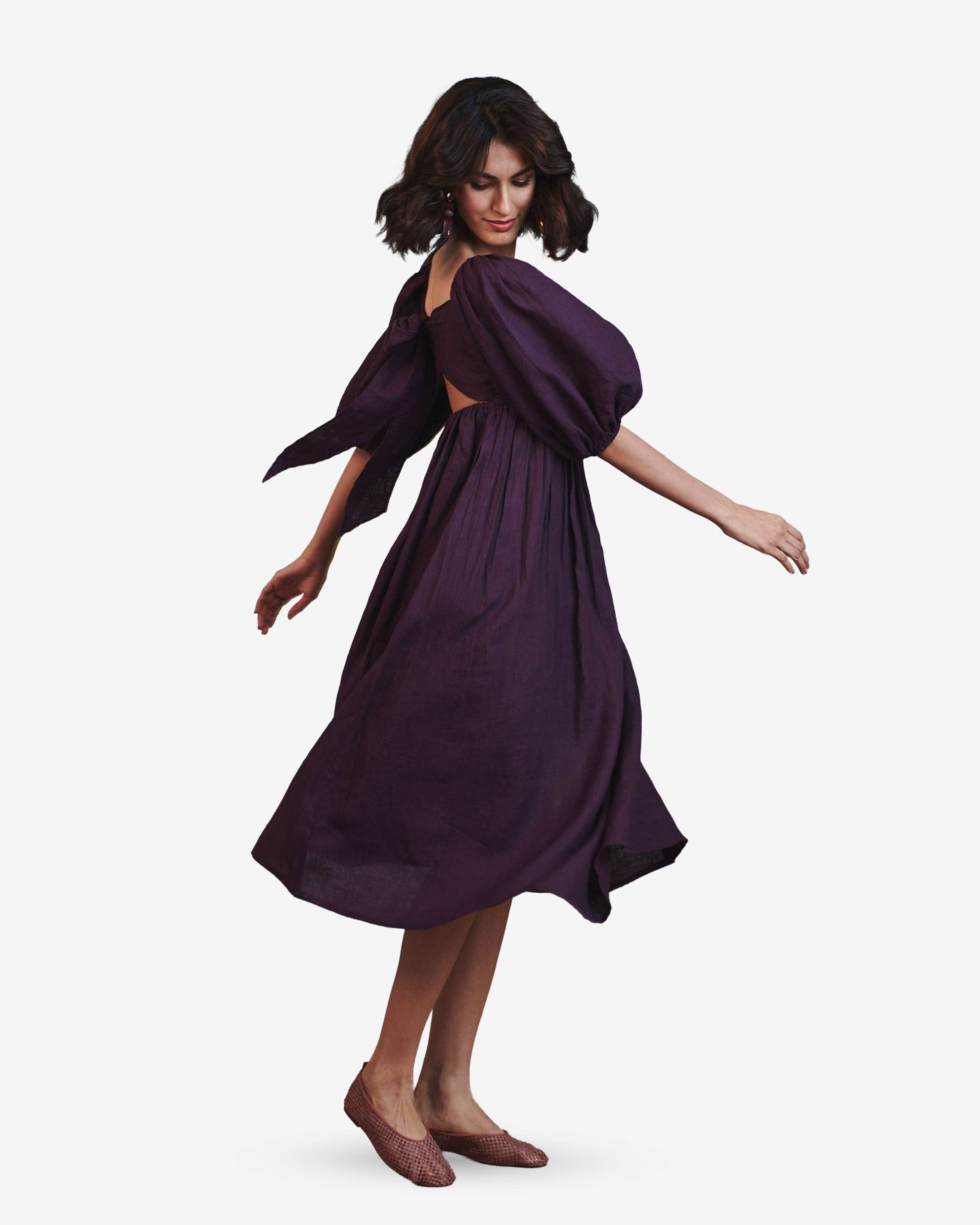 Front Twist Linen Dress