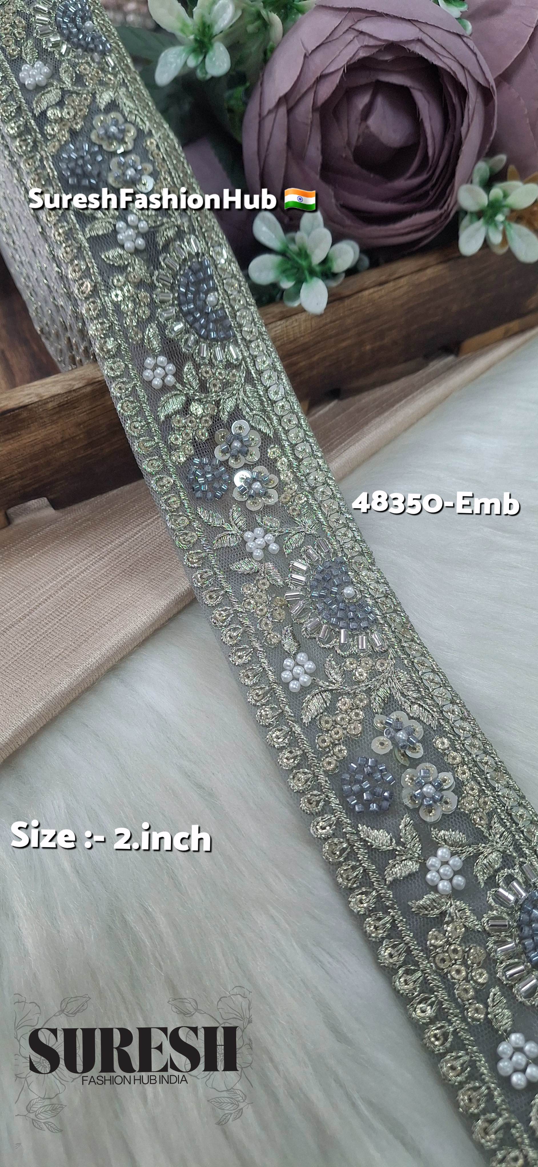 PearlGlow Floral Net Embroidered Lace