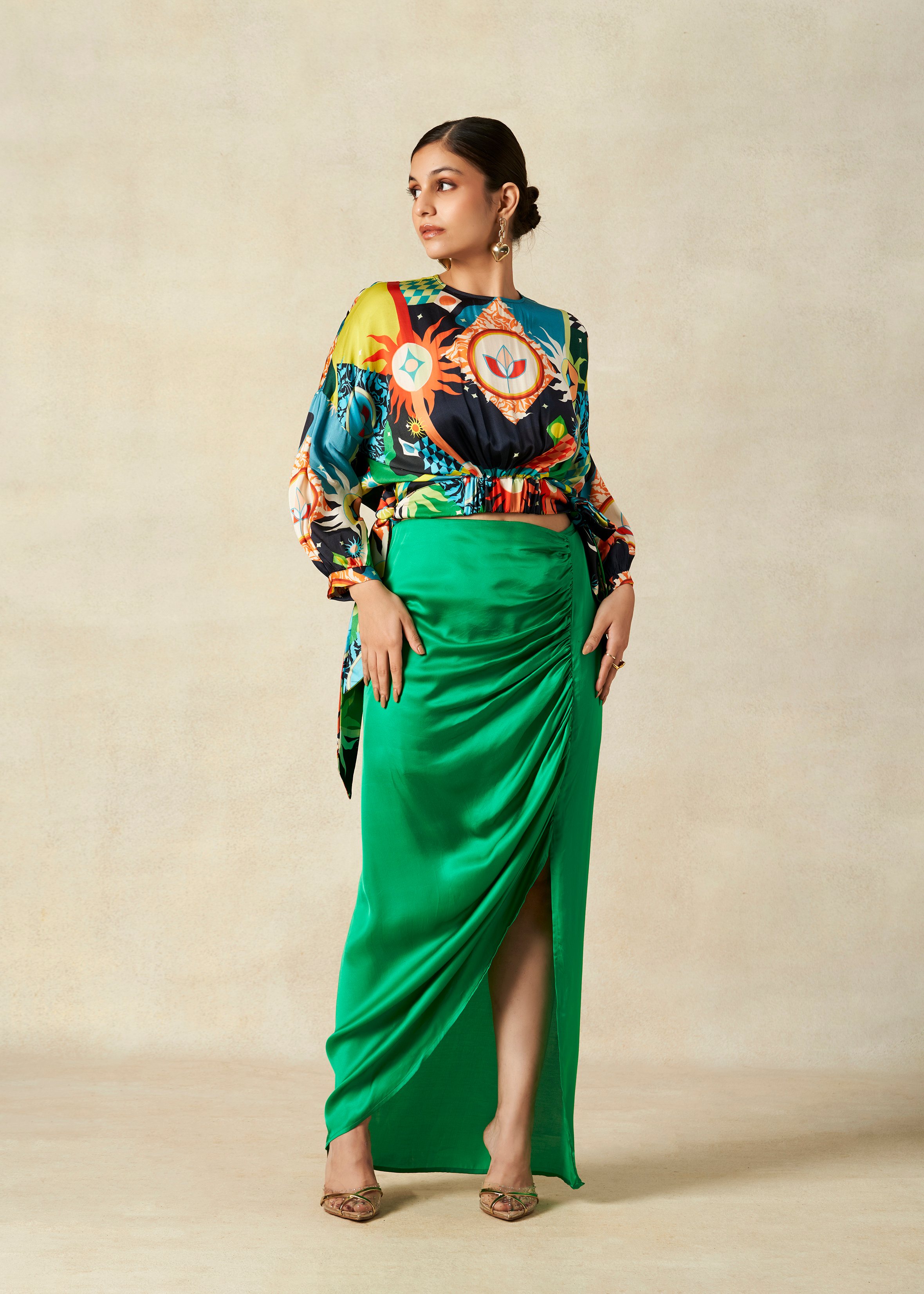 Green Gathered Skirt