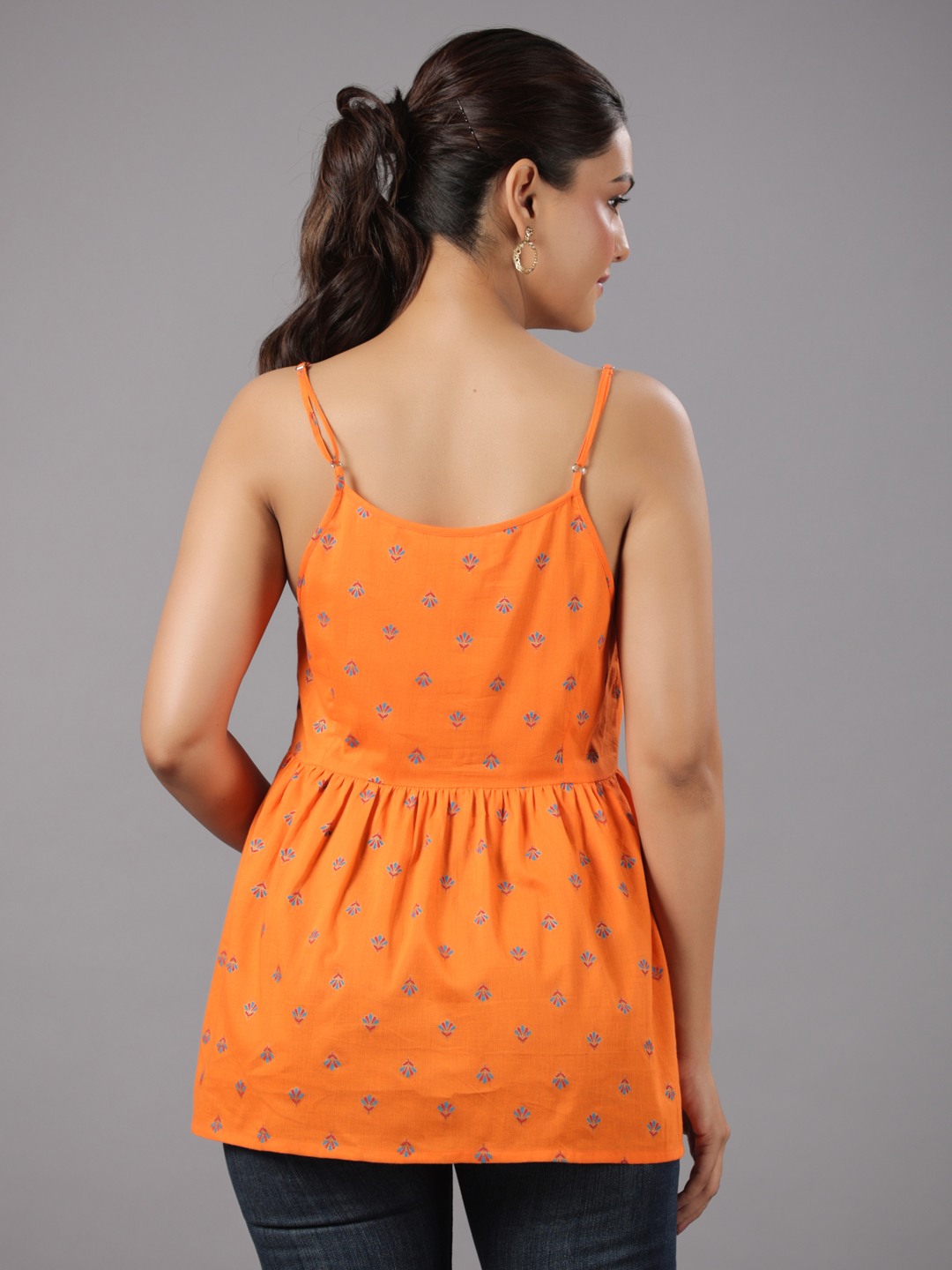 cotton printed strappy top