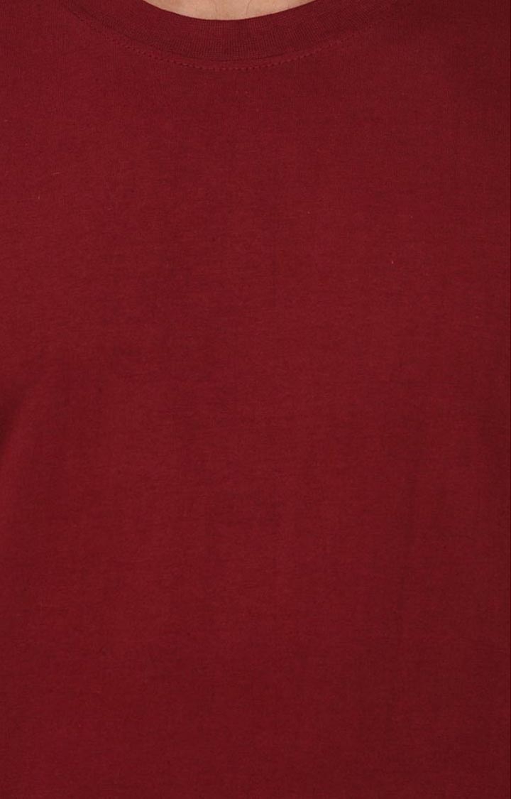 Men's Red Cotton Solid Regular T-Shirts