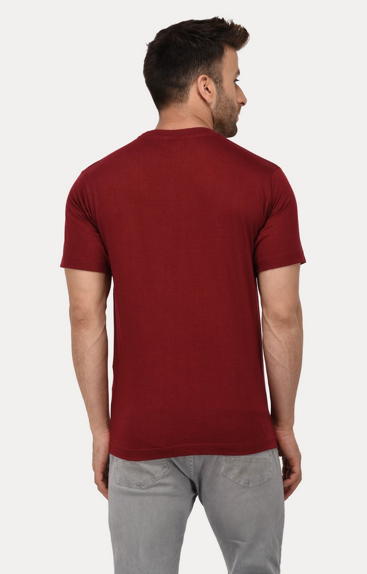 Men's Red Cotton Solid Regular T-Shirts