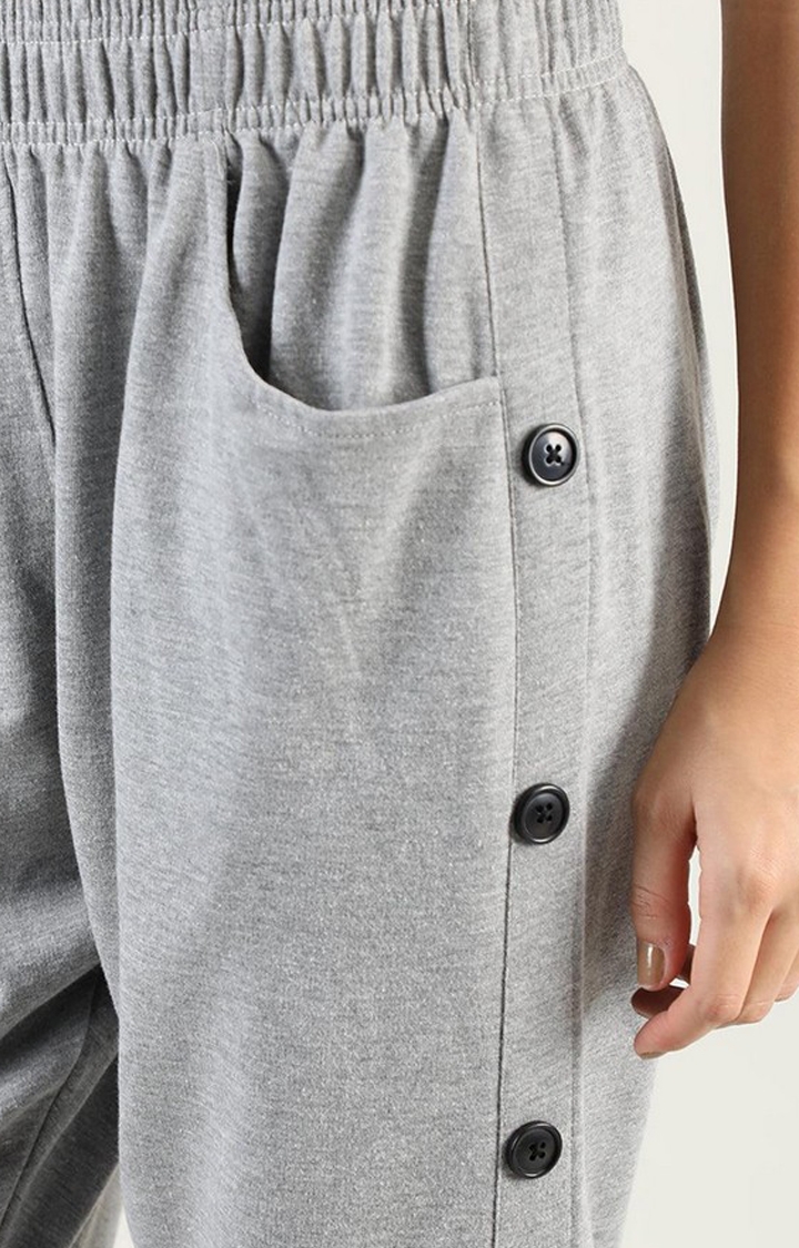 Women's Grey Melange Textured Cotton Co-ords