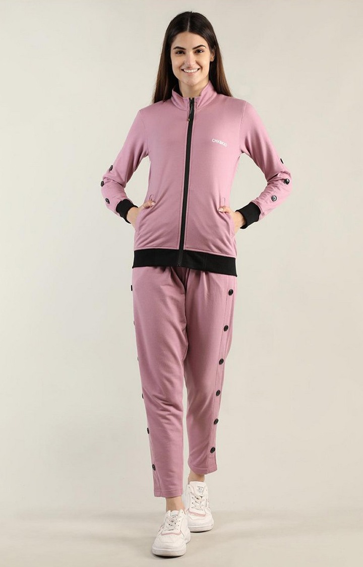 Women's Pink Solid Cotton Co-ords