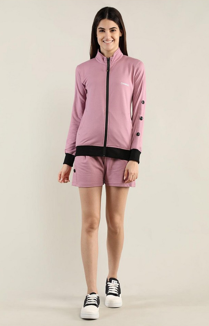 Women's Pink Solid Cotton Co-ords
