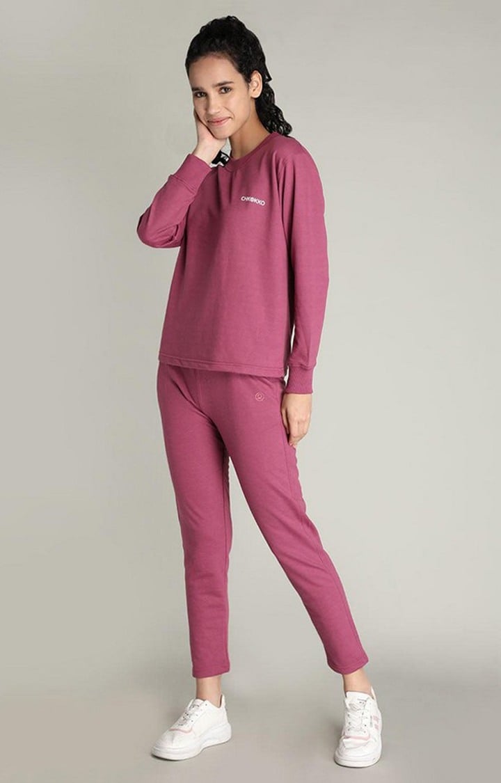 Women's Pink Solid Cotton Co-ords