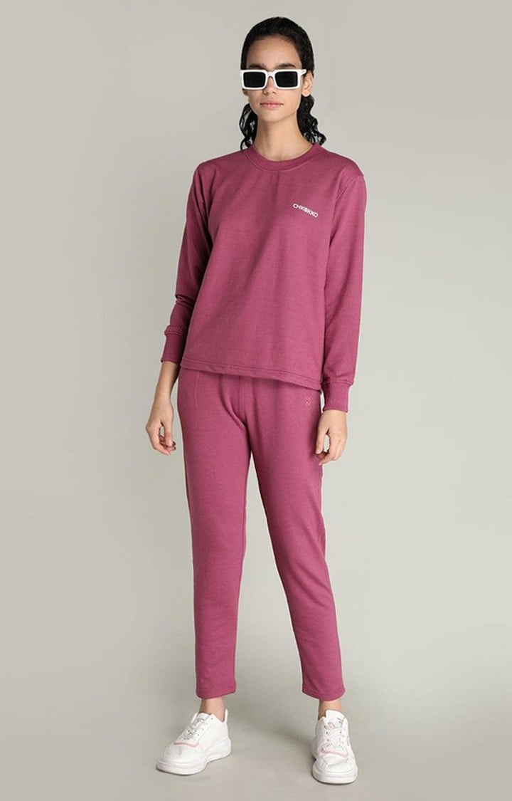 Women's Pink Solid Cotton Co-ords