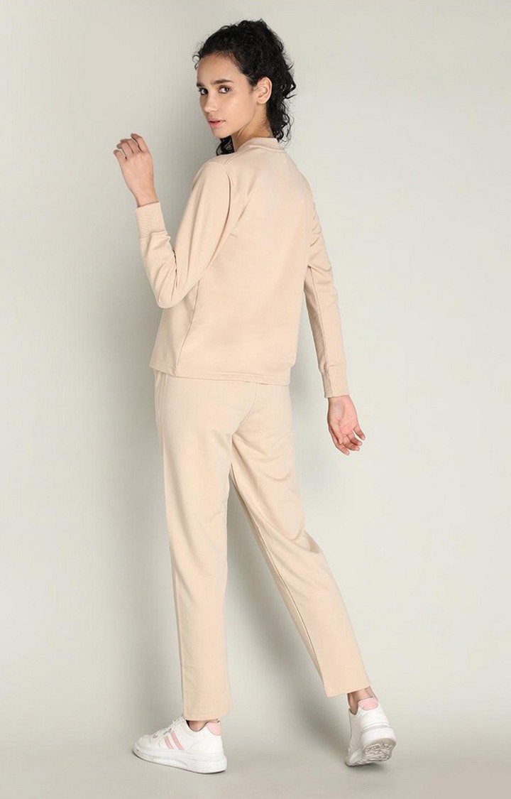 Women's Beige Solid Cotton Co-ords