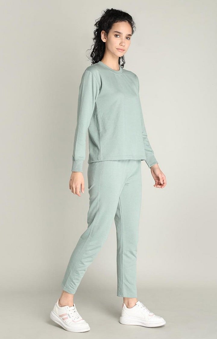 Women's Green Solid Cotton Co-ords