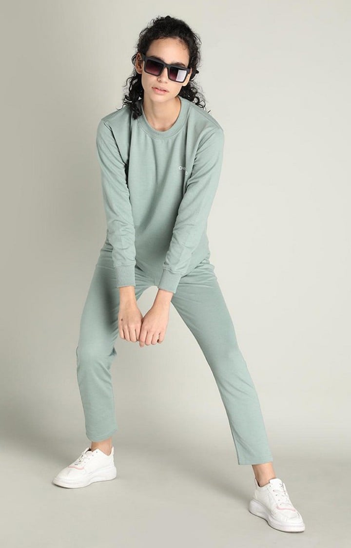 Women's Green Solid Cotton Co-ords