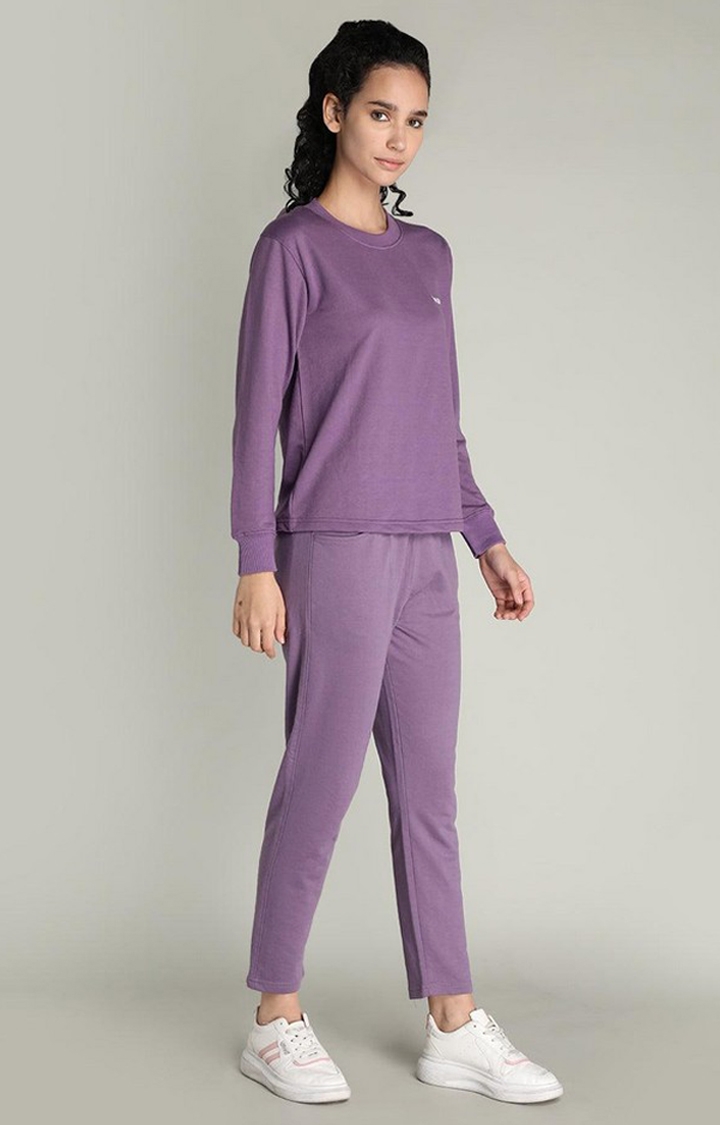 CHKOKKO | Women's Purple Solid Cotton Co-ords