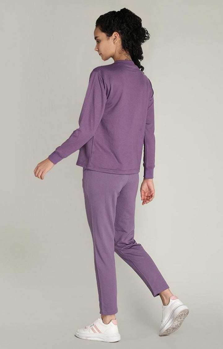 Women's Purple Solid Cotton Co-ords