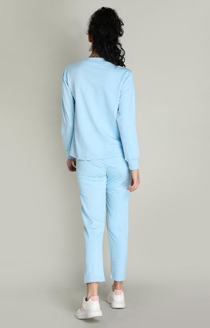 Women's Blue Solid Cotton Co-ords