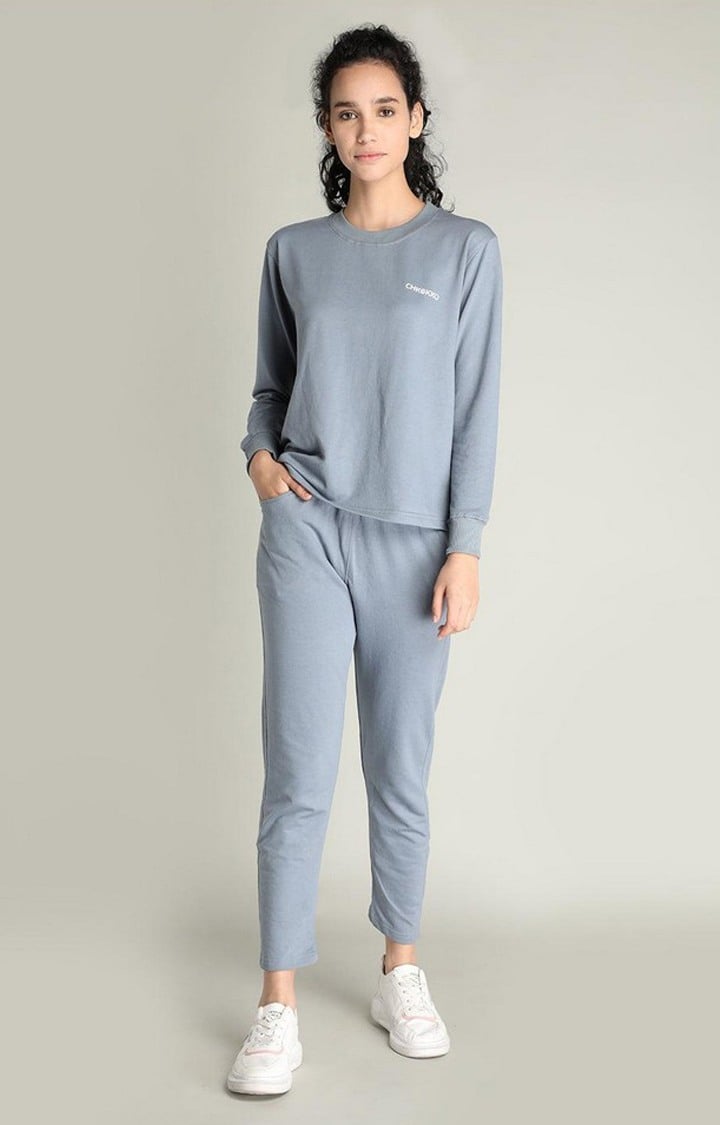 Women's Grey Solid Cotton Co-ords