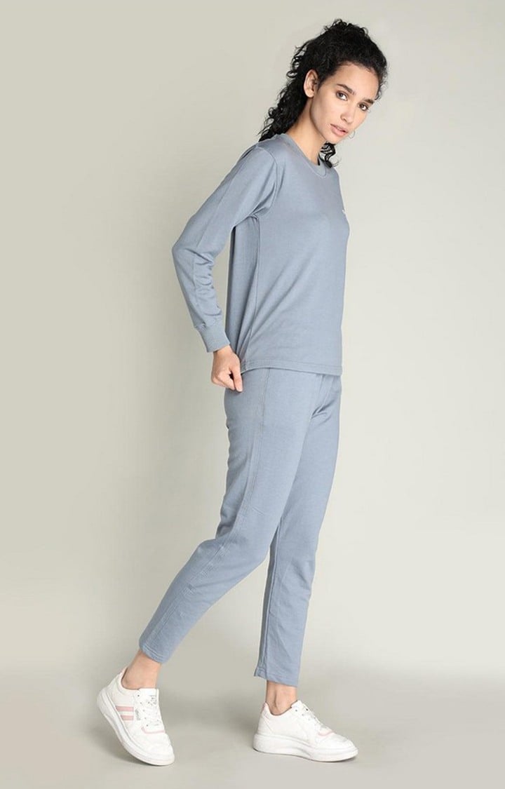 Women's Grey Solid Cotton Co-ords