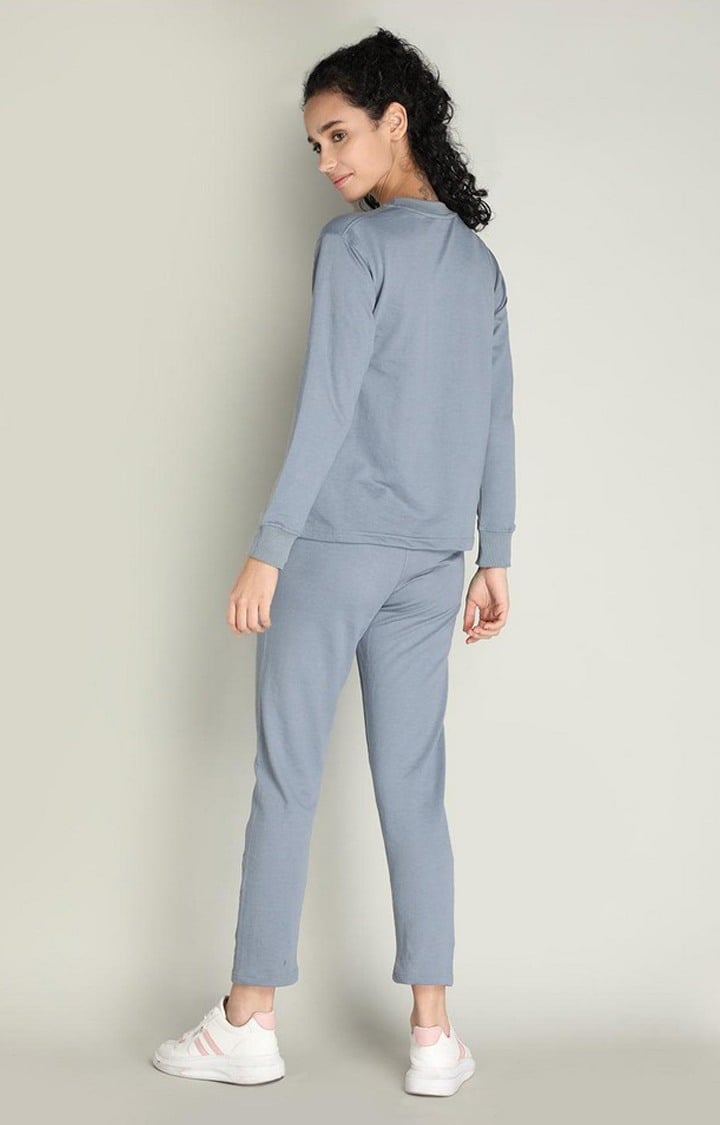Women's Grey Solid Cotton Co-ords