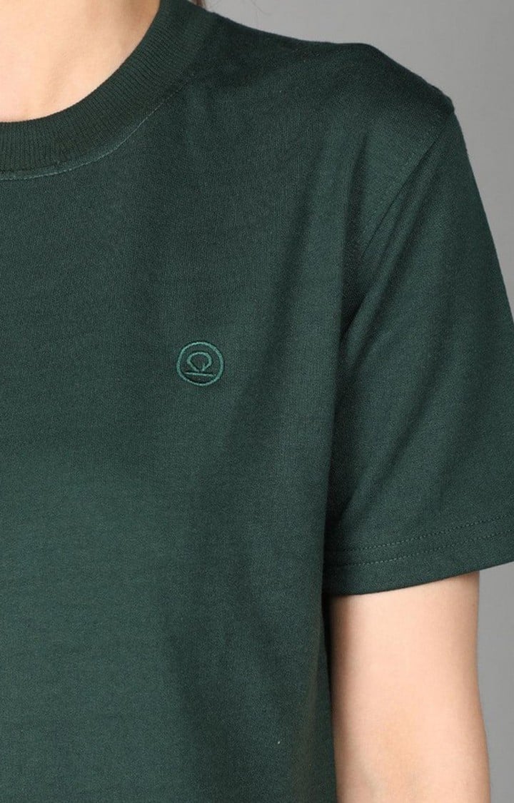 Women's Dark Green Solid Cotton Co-ords