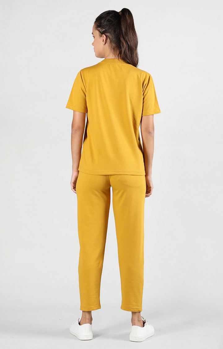 Women's Yellow Solid Cotton Co-ords