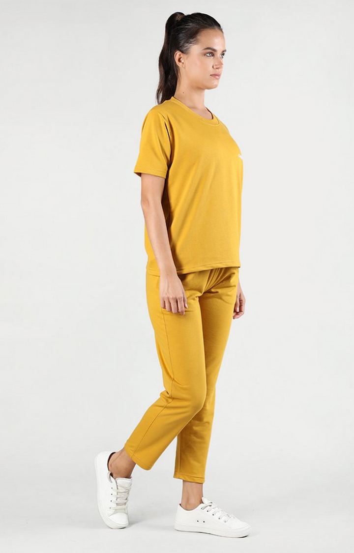 Women's Yellow Solid Cotton Co-ords