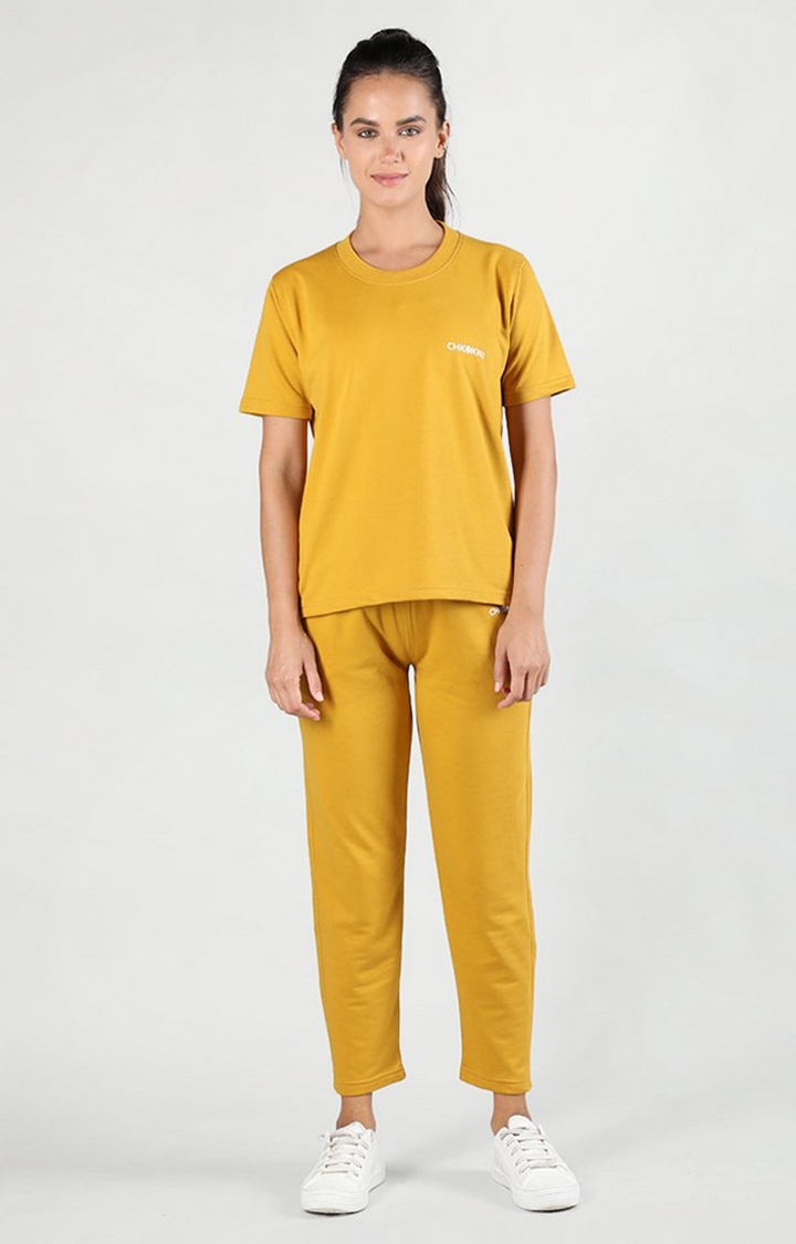 CHKOKKO | Women's Yellow Solid Cotton Co-ords