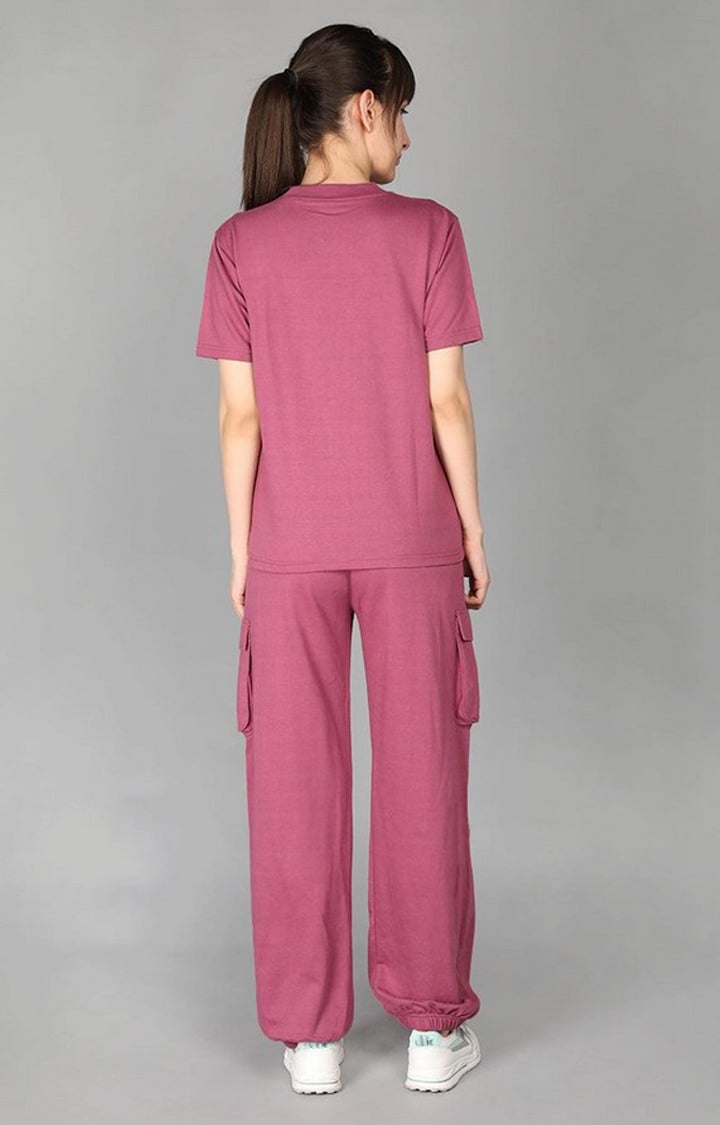 Women's Pink Solid Cotton Co-ords