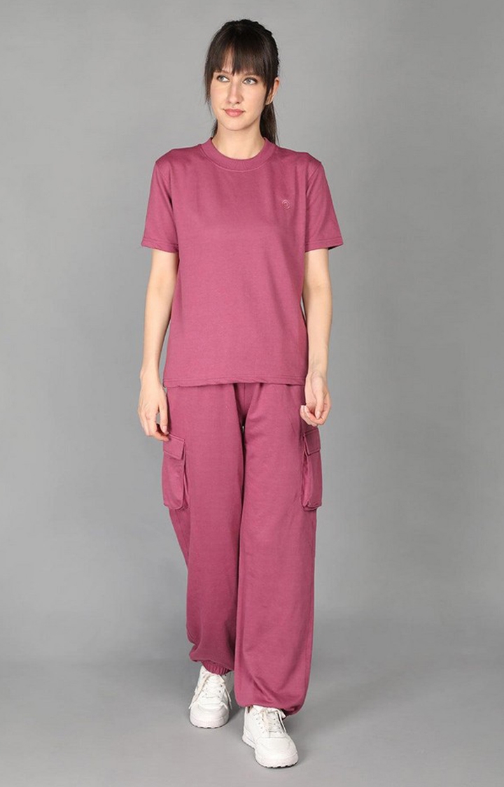 CHKOKKO | Women's Pink Solid Cotton Co-ords