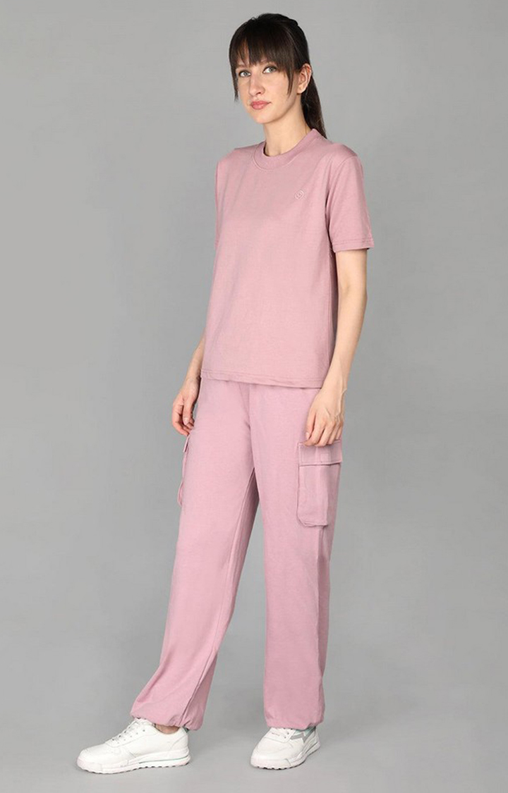 Women's Pink Solid Cotton Co-ords