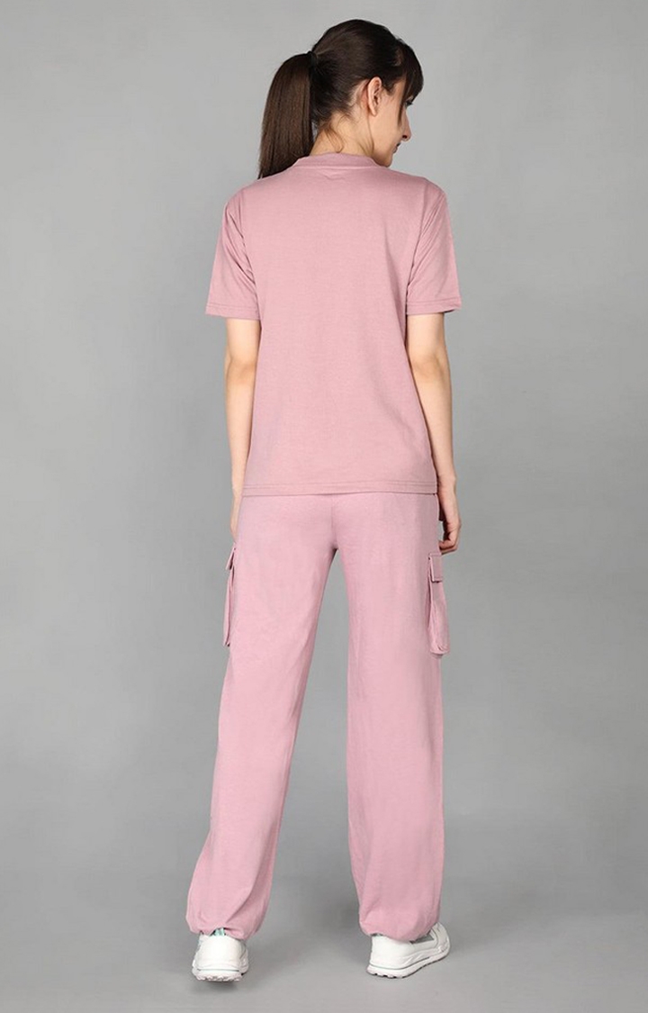 Women's Pink Solid Cotton Co-ords