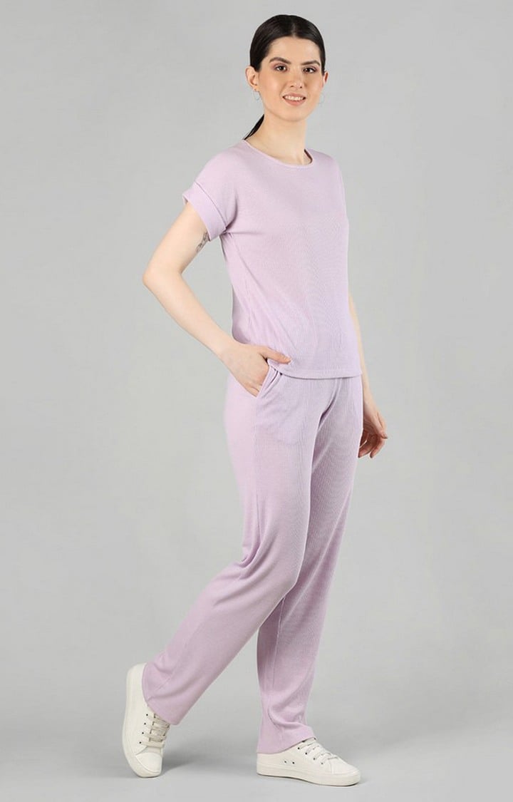 Women's Purple Solid Cotton Co-ords