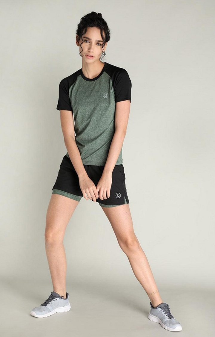 Women's Green Melange Textured Polyester Co-ords