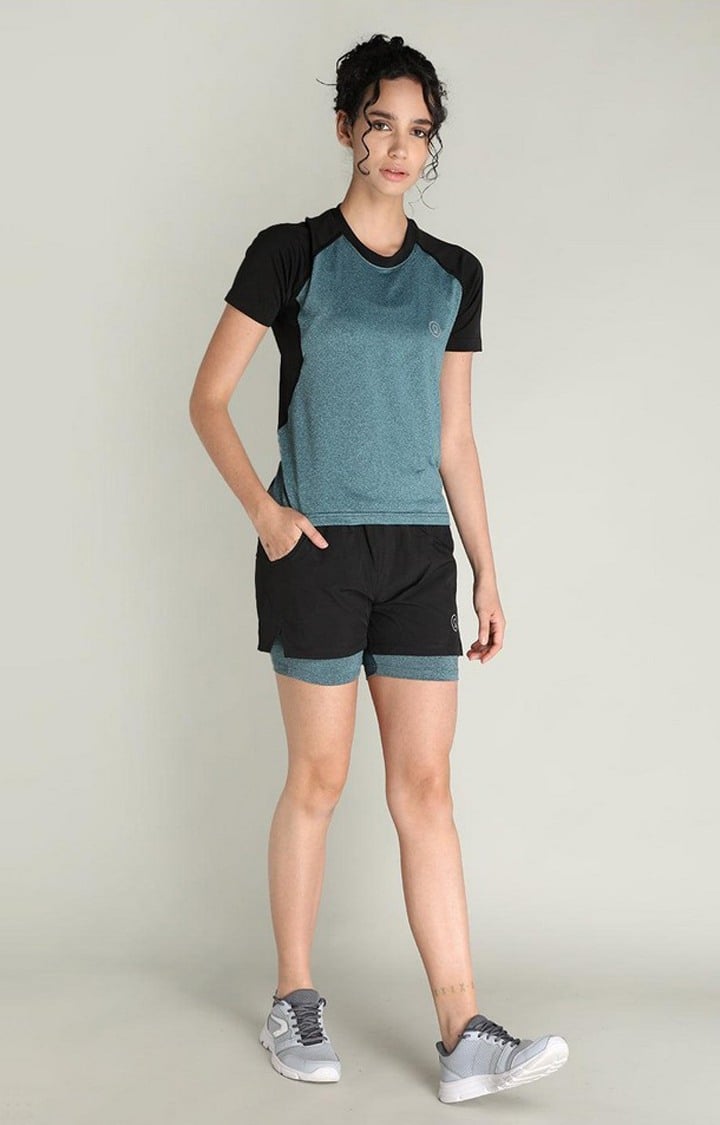Women's Green Melange Textured Polyester Co-ords