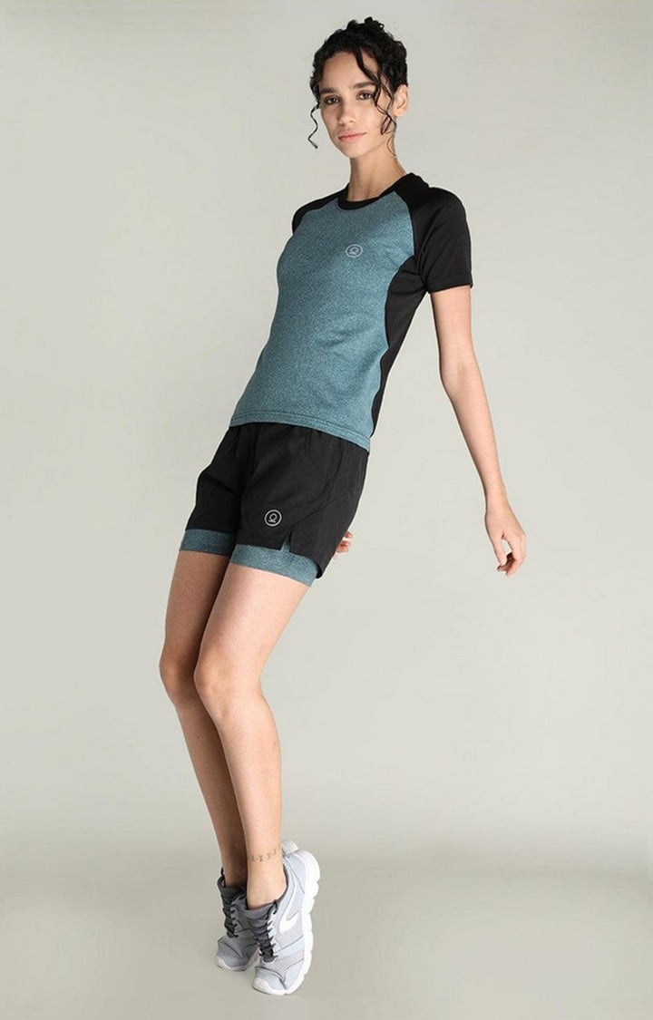 Women's Green Melange Textured Polyester Co-ords