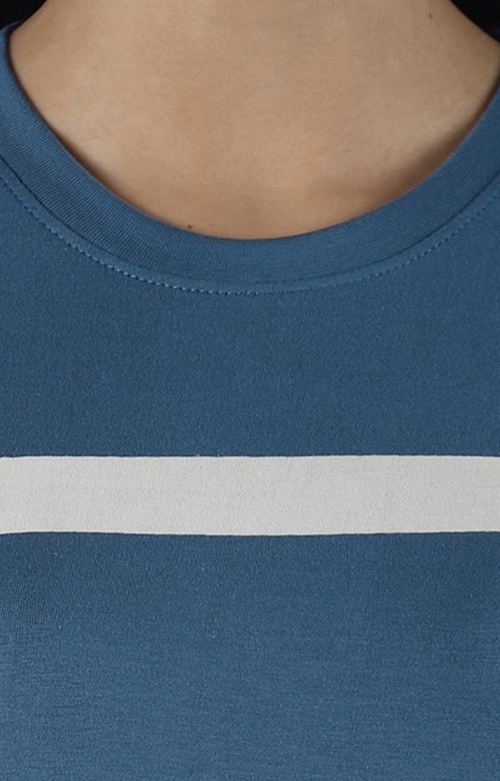 Dillinger | Women's Blue Cotton Striped Regular T-Shirt 4