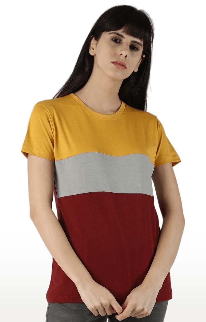 Dillinger | Women's Multicolour Cotton Colourblock Regular T-Shirt 0