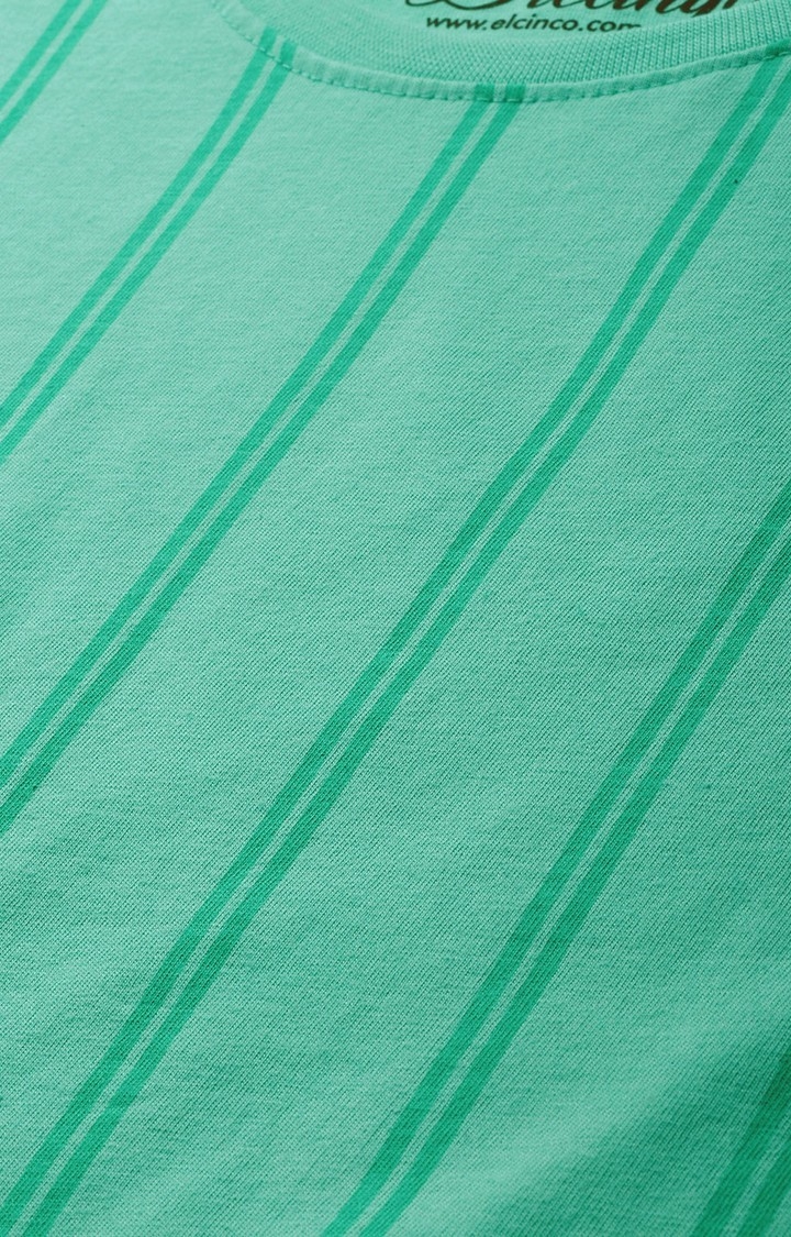 Dillinger | Women's Green Cotton Striped Regular T-Shirt 4
