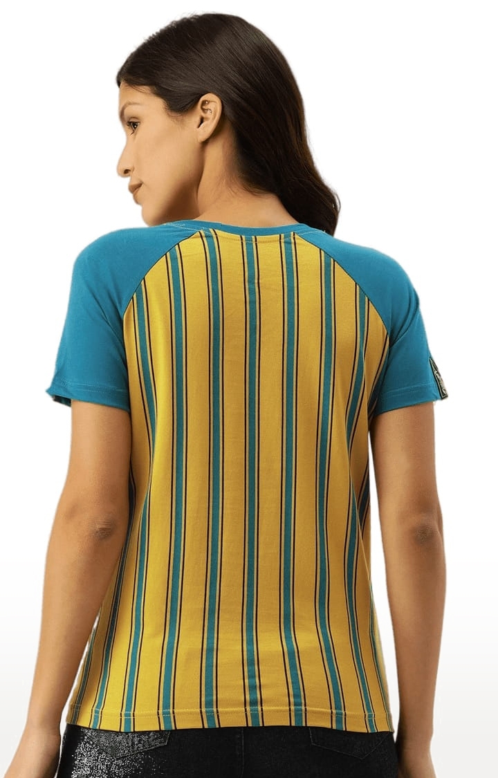 Dillinger | Women's Yellow Striped Regular T-Shirts 3