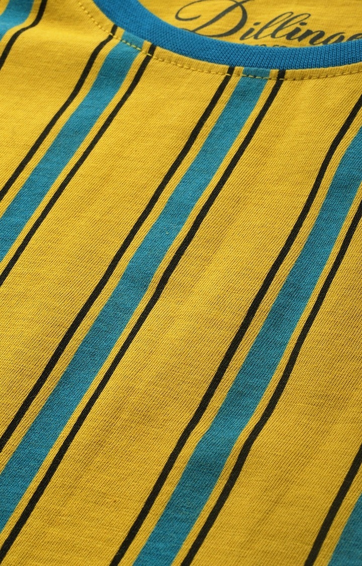Dillinger | Women's Yellow Striped Regular T-Shirts 4