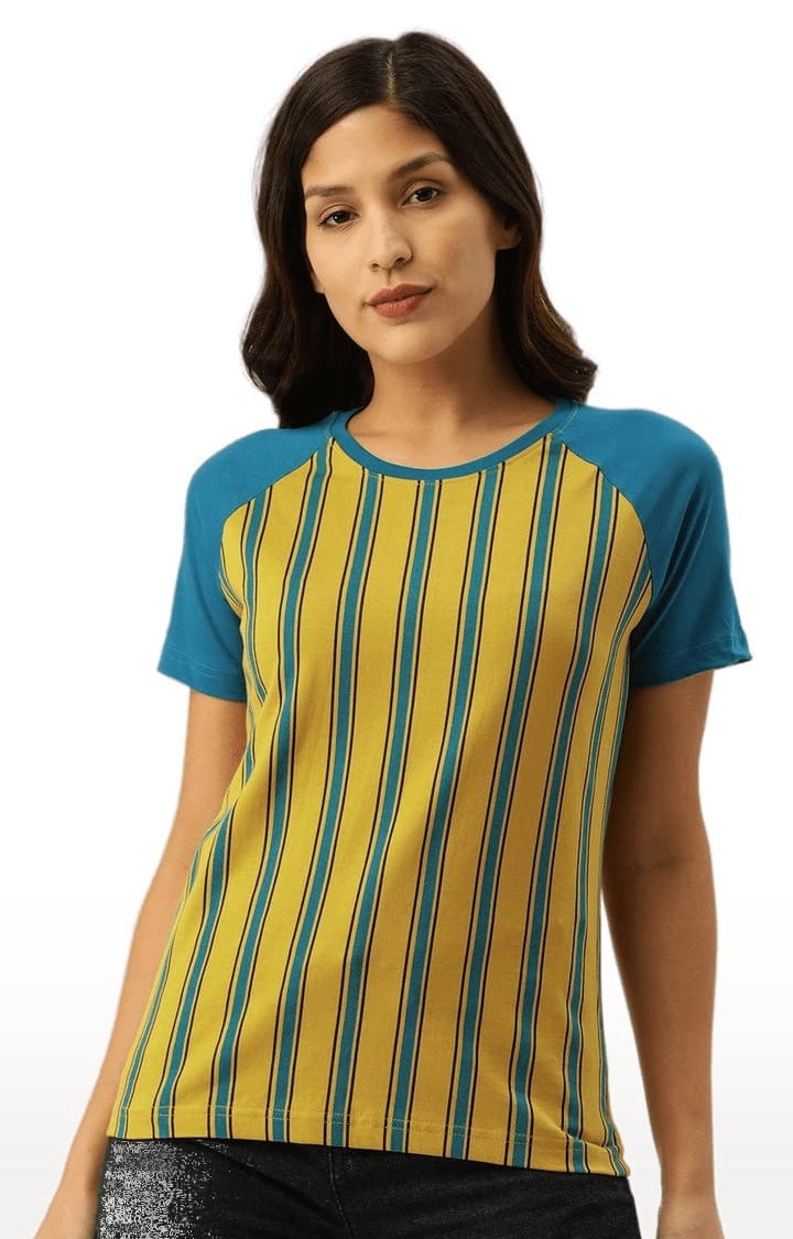 Dillinger | Women's Yellow Striped Regular T-Shirts 0