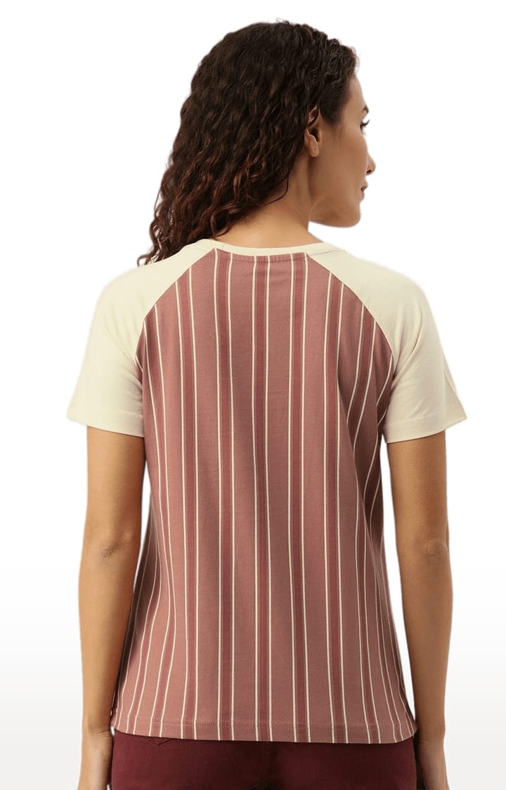 Dillinger | Women's Red Striped Regular T-Shirts 3