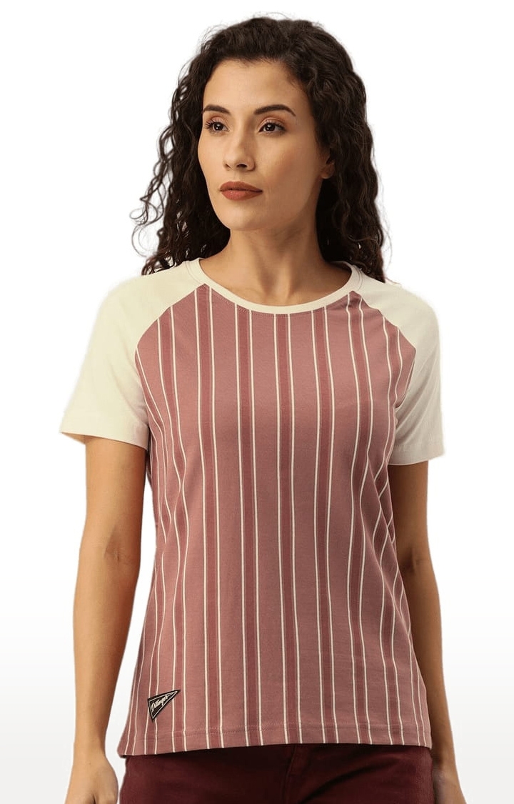 Dillinger | Women's Red Striped Regular T-Shirts 0