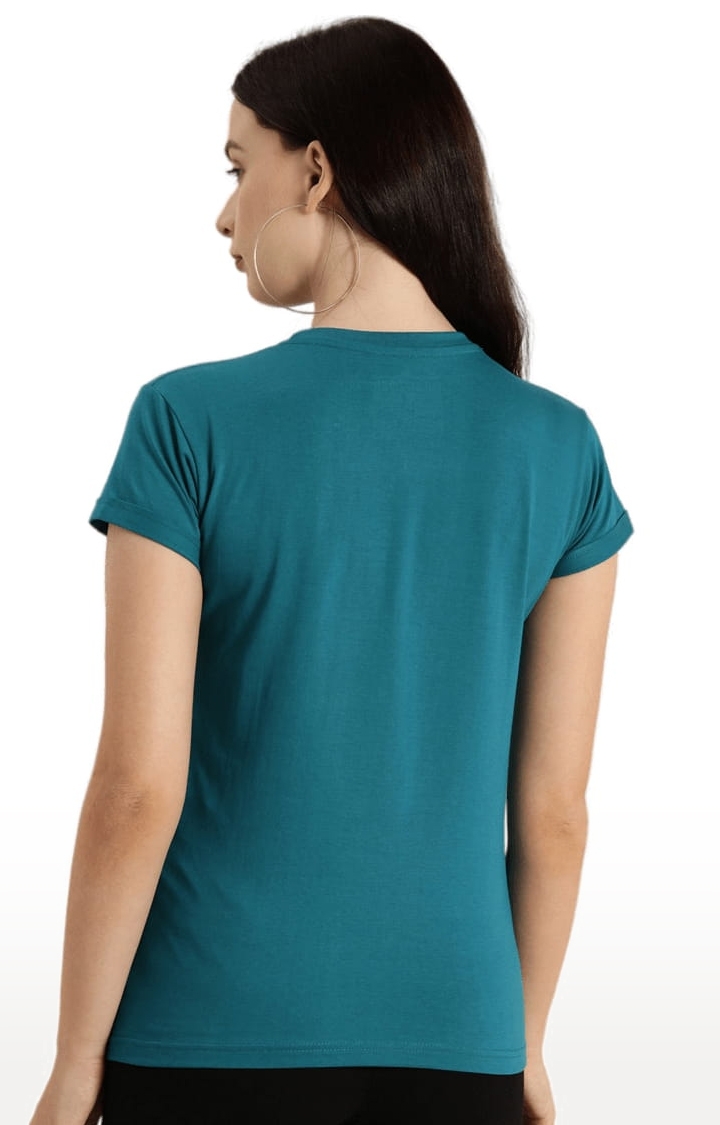 Dillinger | Women's Blue Cotton Solid Regular T-Shirt 3