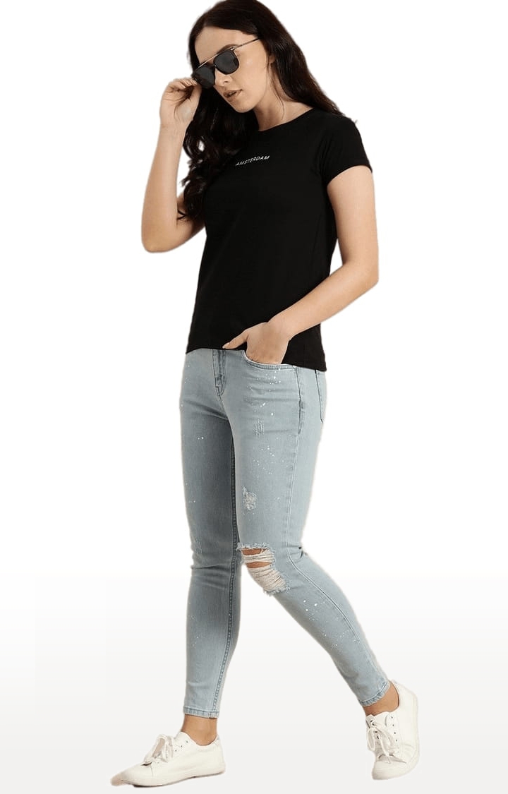Dillinger | Women's Black Cotton Solid Regular T-Shirt 1