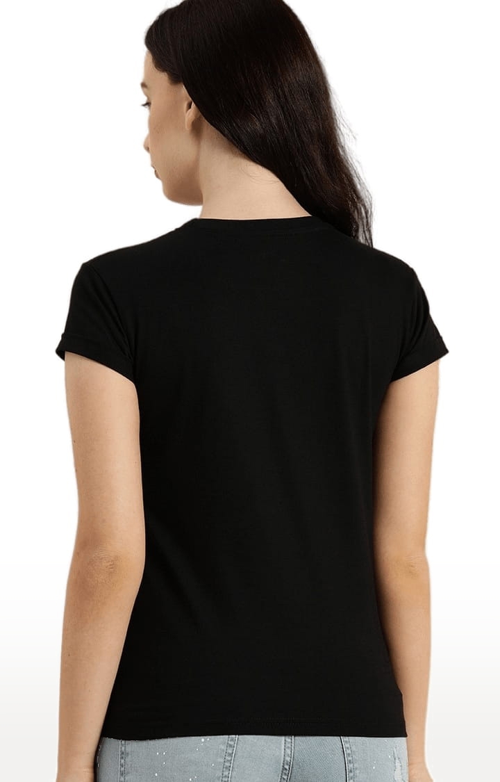 Dillinger | Women's Black Cotton Solid Regular T-Shirt 2
