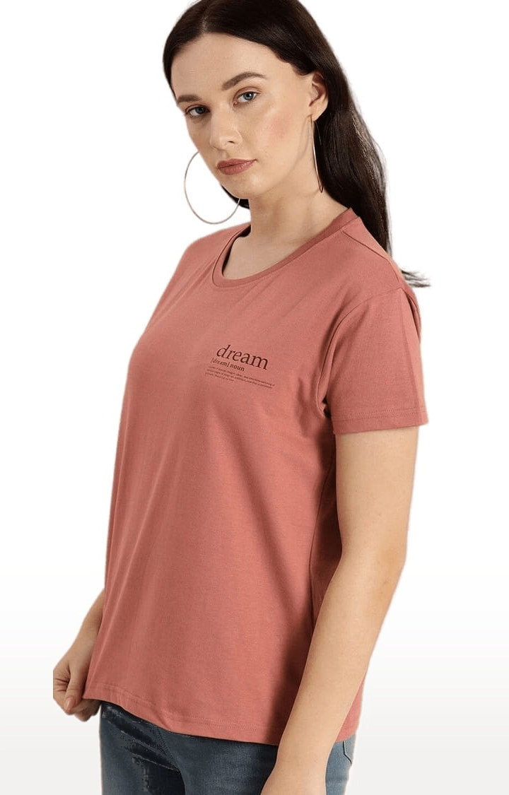 Dillinger | Women's Pink Typographic Regular T-Shirts 2